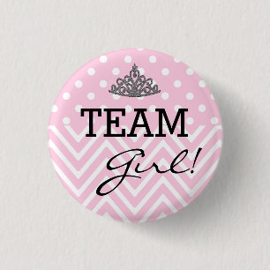 Team-Mädchen-Baby-Duschen-Polka-Punkt Zickzack Button