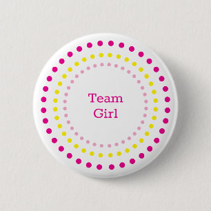 Team Mädchen Pink Gelbe Punkte Geschlecht Enthüllu Button
