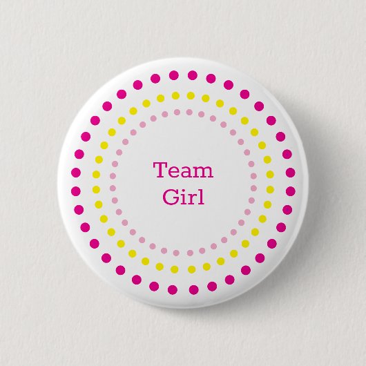 Team Mädchen Pink Gelbe Punkte Geschlecht Enthüllu Button (Vorderseite)