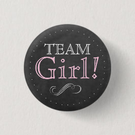 Team-Mädchen-Rosa-Tafel-Babyparty Button