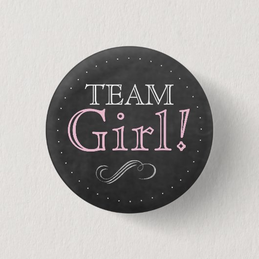 Team-Mädchen-Rosa-Tafel-Babyparty Button (Vorderseite)