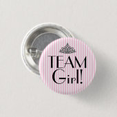 Team-Mädchen Stripes rosa Babyparty Button (Vorne & Hinten)