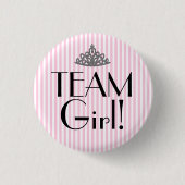 Team-Mädchen Stripes rosa Babyparty Button (Vorderseite)