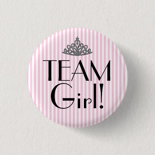 Team-Mädchen Stripes rosa Babyparty Button (Vorderseite)