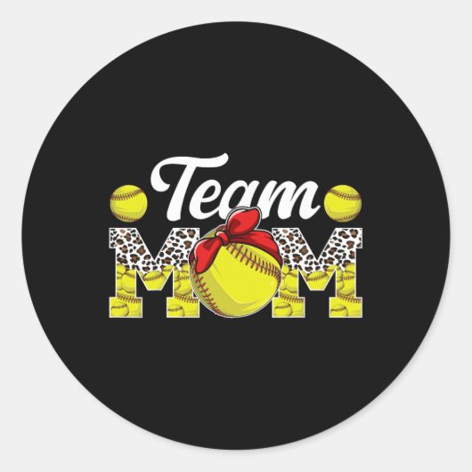 Team-Mama-Leopard-Softll-Team-Mama-Softll-Team-Mam Runder Aufkleber (Vorderseite)