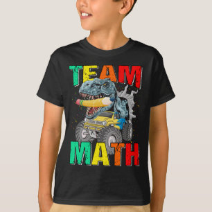Team Math Monster Truck Dinosaur Boys T - Shirt
