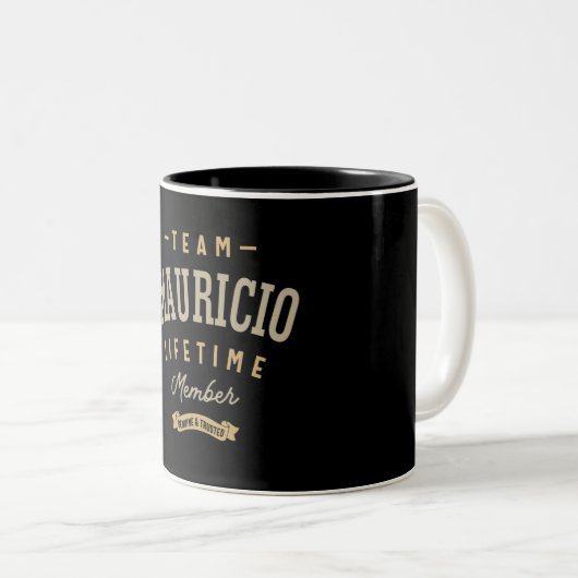 Team Mauricio Lifetime Personalisierter Name des M Zweifarbige Tasse (VorderseiteRechts)
