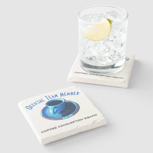 Team Member | Coffee Consumption Squad Custom Steinuntersetzer (Seitenansicht)