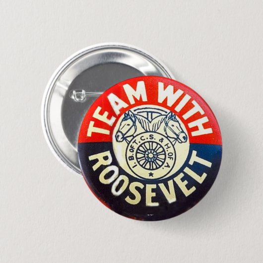 Team mit Roosevelt - Knopf Button (Vorne & Hinten)