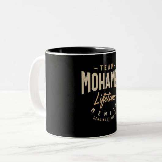 Team Mohamed Lifetime Personalisierter Name Zweifarbige Tasse (Vorderseite Links)