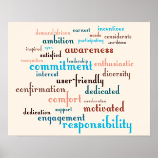 Team Motivation Word Cloud benutzerdefinierbarer H Poster