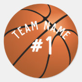 Team Name Basketball Runder Aufkleber (Vorderseite)
