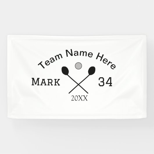 Team Name hier geben Name Nummer Ball Paddle Golf Banner (Horizontal)