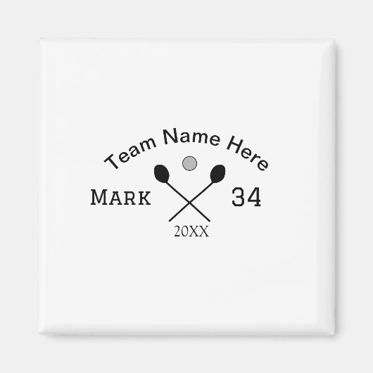 Team Name hier geben Name Nummer Ball Paddle Golf Magnet (Vorne)