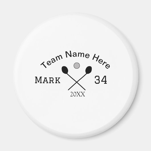 Team Name hier geben Name Nummer Ball Paddle Golf Magnet (Vorne)