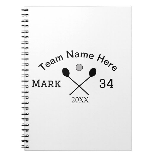 Team Name hier geben Name Nummer Ball Paddle Golf Notizblock (Vorderseite)