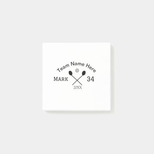 Team Name hier geben Name Nummer Ball Paddle Golf Post-it Klebezettel (Vorderseite)