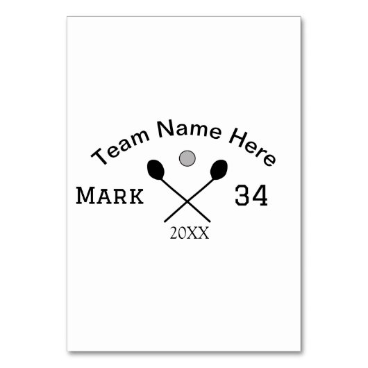 Team Name hier geben Name Nummer Ball Paddle Golf Tischnummer (Vorderseite)