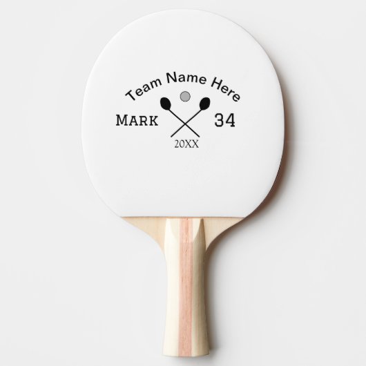Team Name hier geben Name Nummer Ball Paddle Golf Tischtennis Schläger (Vorderseite)