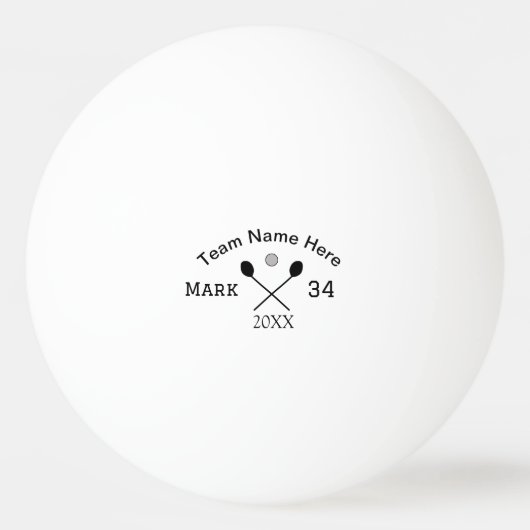 Team Name hier geben Name Nummer Ball Paddle Golf Tischtennisball (Vorderseite)