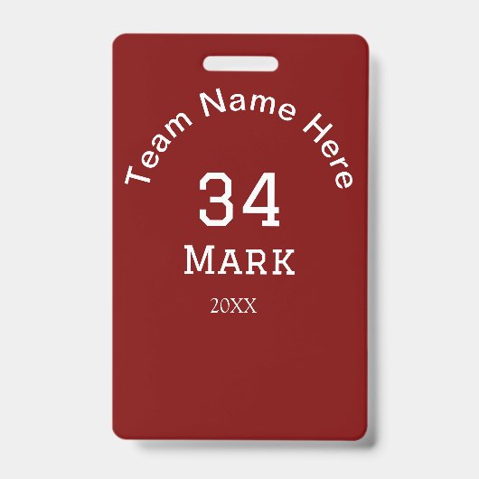 Team Name Spielername Datum Sport Männer Ausweis (Vorderseite)