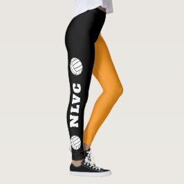  team name text up leg ANY color volleyball Leggings