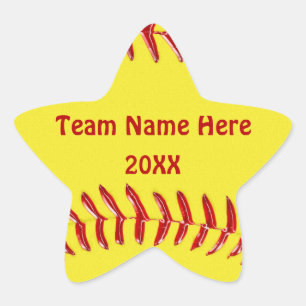 TEAM-NAME und JAHR sternförmige Softball-Aufklebe Stern-Aufkleber