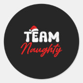 Team Naughty Funny Christmas Couple Matching Team Runder Aufkleber (Vorderseite)