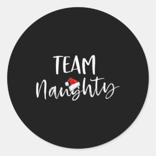 Team Naughty Funny Christmas Familie Matching Paja Runder Aufkleber