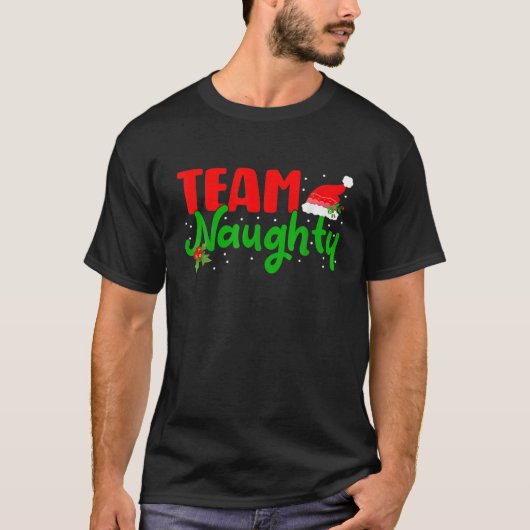 Team Naughty Matching Paares Weihnachten Pajamas T-Shirt (Vorderseite)