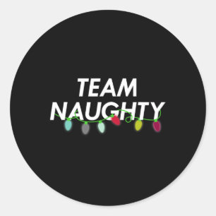 Team Naughty Nice Funny Holiday Christmas T Santa Runder Aufkleber