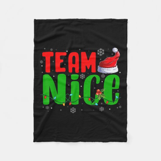 Team Naughty Nice Santa Hat Funny Christmas Matchi Fleecedecke (Vorderseite)