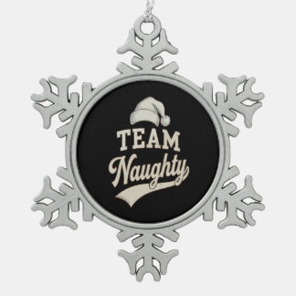 Team Naughty Santa Christmas Xmas Matching Family Schneeflocken Zinn-Ornament