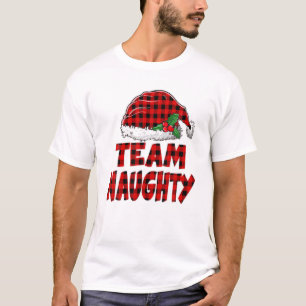 Team Naughty Santa Red Kariert Claus Christmas Paj T-Shirt