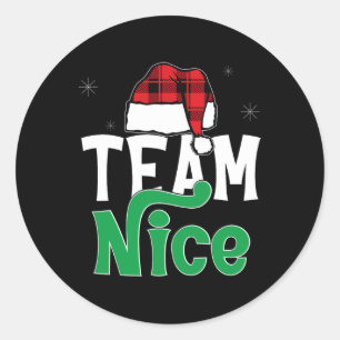 Team Nice Naughty Kariert Xmas Pjs 2024 Funny Coup Runder Aufkleber