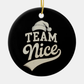 Team Nice Santa Hat Christmas Xmas Matching Family Keramik Ornament