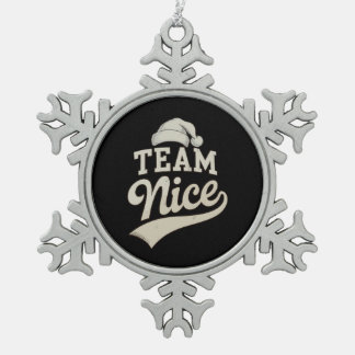 Team Nice Santa Hat Christmas Xmas Matching Family Schneeflocken Zinn-Ornament