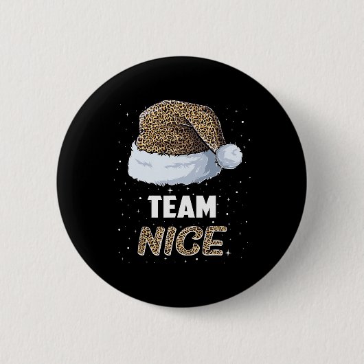 Team Nice Santa Leopard Hat Pajamas Familie Xmas M Button (Vorderseite)