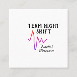 Team night shift nurse doctor medical name heart l quadratische visitenkarte