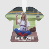 Team-Nummer des benutzerdefinierten Softball-Fotos Ornament (Rückseite)