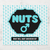 Team Nuts Funny Gender Reveal Baby Shower Bierflaschenetikett (Einzelnes Label)