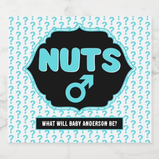 Team Nuts Funny Gender Reveal Baby Shower Bierflaschenetikett (Einzelnes Label)