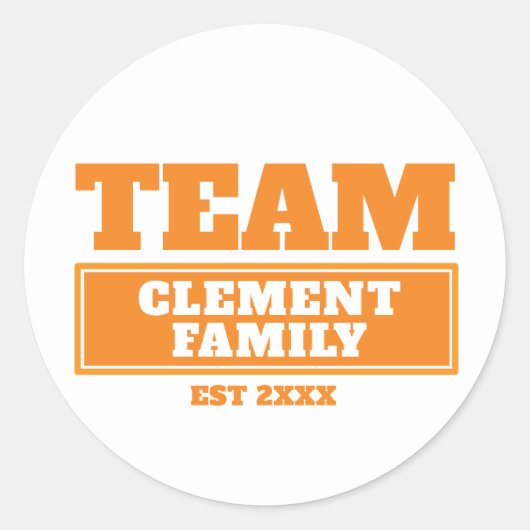 Team-Orange-personalisierte Familie- oder Teamaufk Runder Aufkleber (Vorderseite)