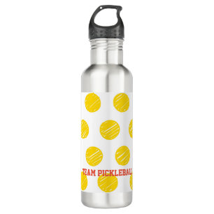 Team Pickleball Orange Yellow Balls Weißer Sport Edelstahlflasche
