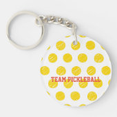 Team Pickleball Yellow Polka Dot Balls Sport Schlüsselanhänger (Vorderseite)