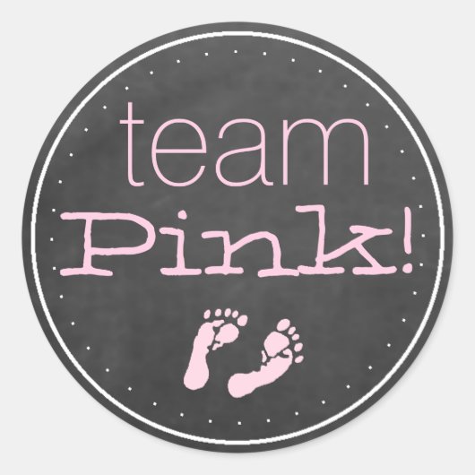 Team Pink Chalkboard- Baby Shower Gender Reveal Runder Aufkleber (Vorderseite)