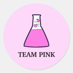 Team Pink Gender Reveal Science Beaker Runder Aufkleber
