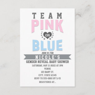 Team PINK oder BLAU Geschlecht Enthüllung Baby-Par Einladung