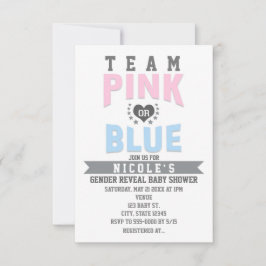 Team PINK oder BLUE Gender Reveal Baby Shower Einladung