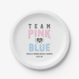 Team PINK oder BLUE Gender Reveal Baby Shower Pappteller